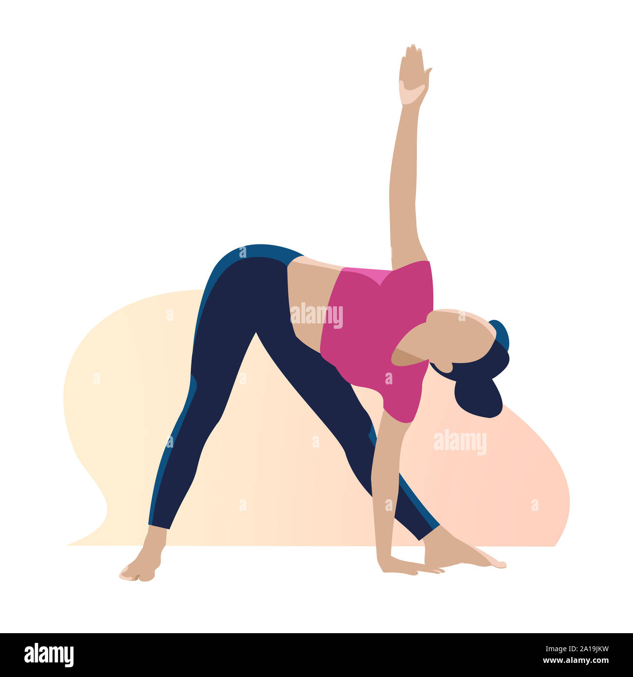 Zeit für Yoga. Frau trainieren in Dreieck yoga Position. Stockfoto