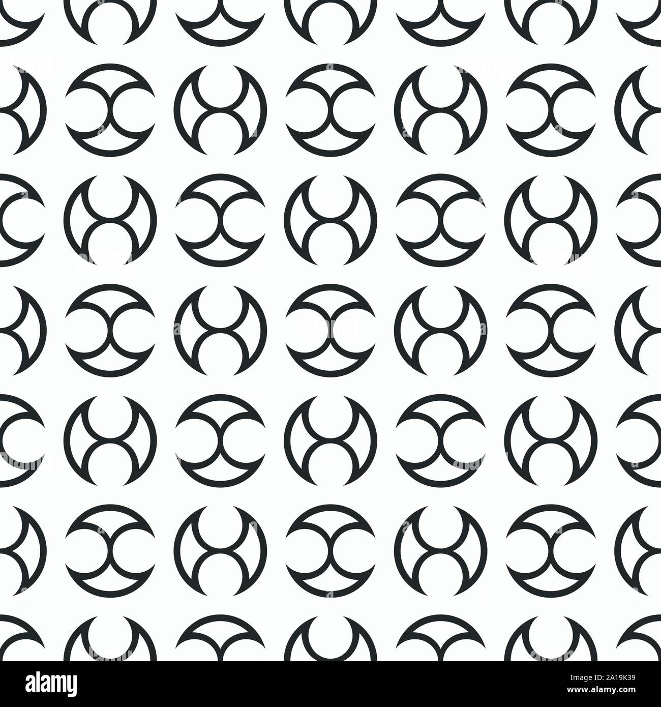 Zusammenfassung nahtlose Muster. Wiederkehrende geometrische Verzierung. Einfache Swatch mit Teilen der Kreise. Vektor monochromen Hintergrund. Stock Vektor