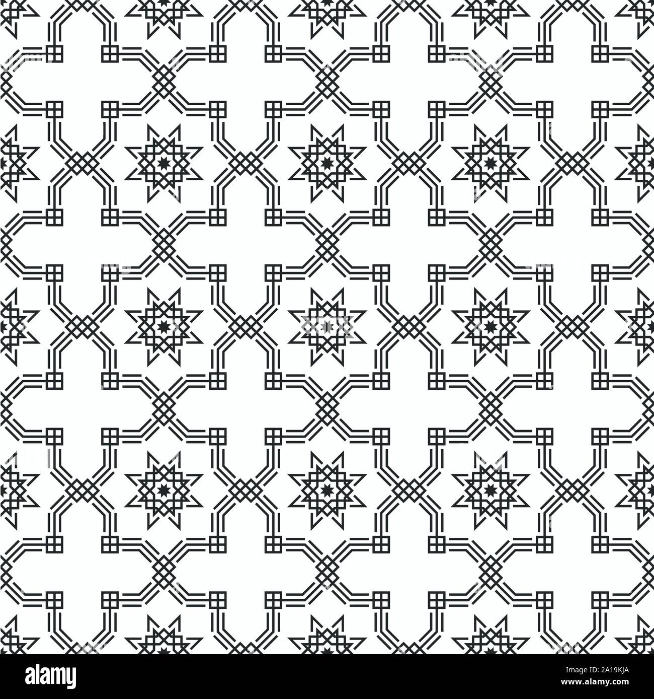 Orientalische nahtlose Muster. Islamischen Stil. Stilvolle, geometrisch Gittermuster. Sterne. Vektor monochromen Hintergrund. Stock Vektor