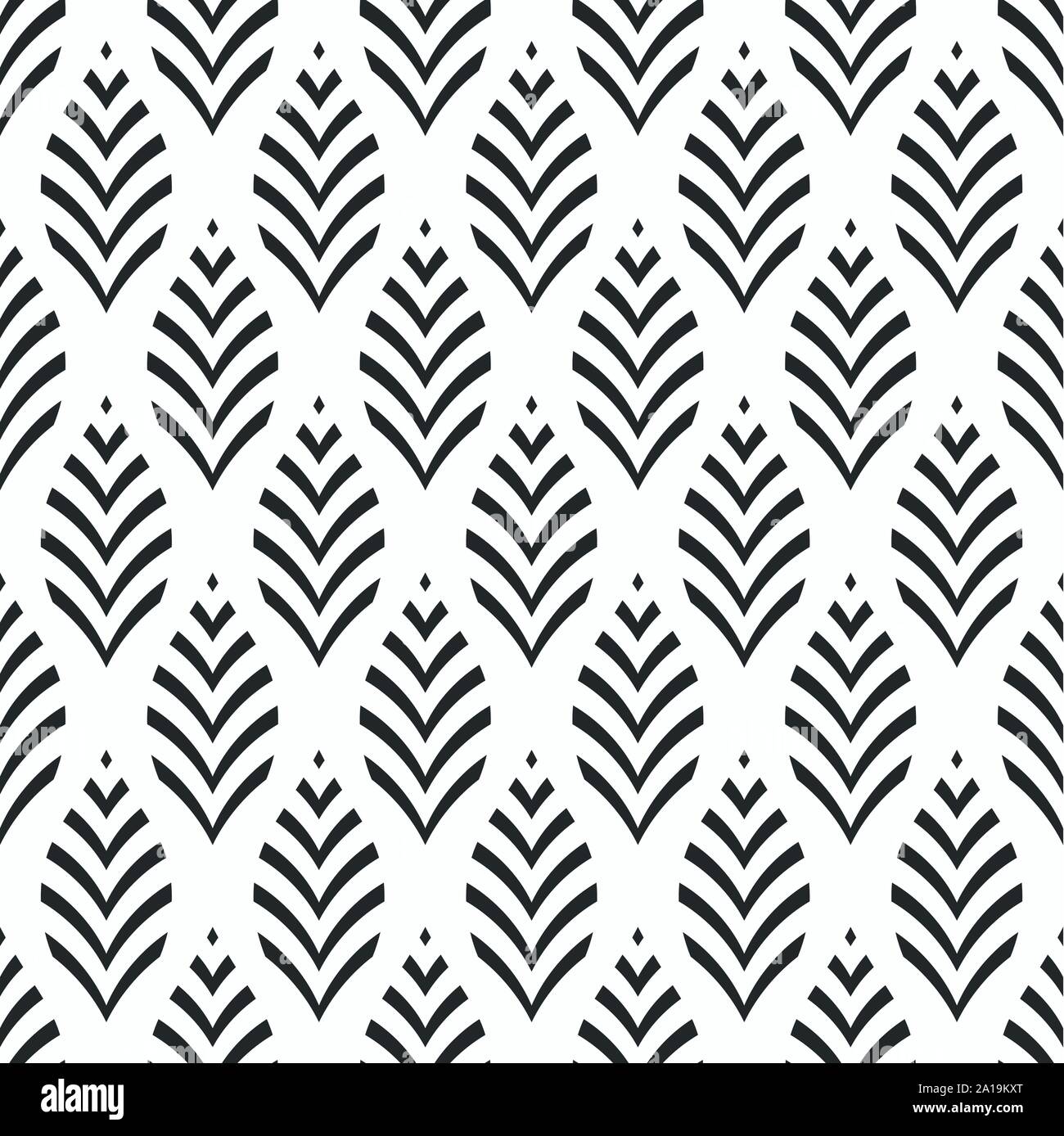Nahtlose floralen Muster. Geometrische Struktur der stilisierten Blätter, Blüten. Elegante Textur. Vektor monochromen Hintergrund. Stock Vektor
