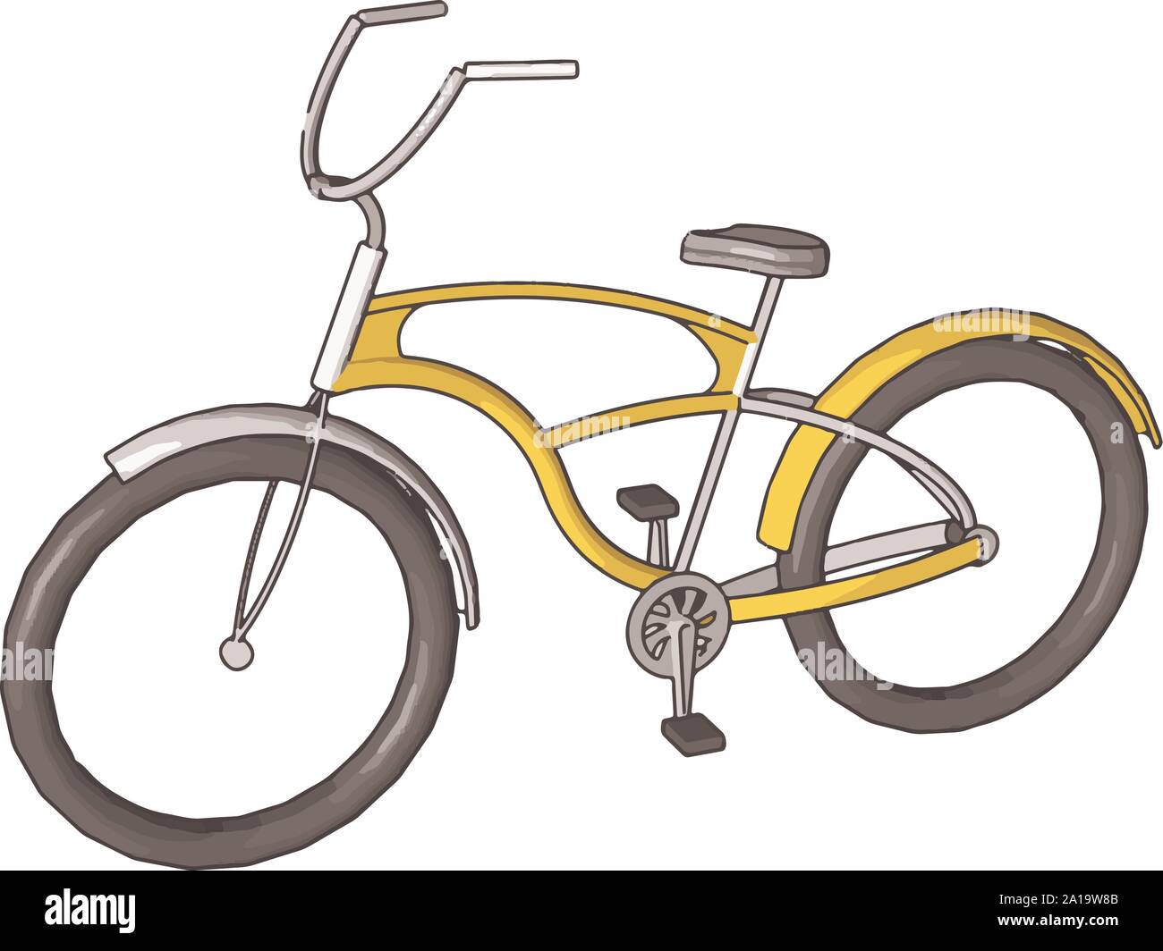 Yellow Bike, Illustration, Vektor auf weißem Hintergrund. Stock Vektor