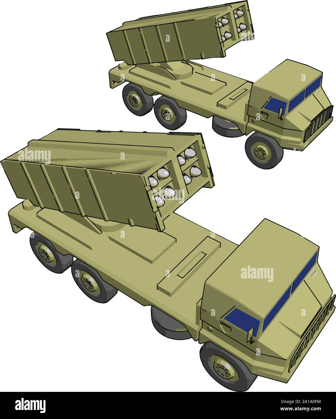 Anti-aircraft Verteidigung, Illustration, Vektor auf weißem Hintergrund. Stock Vektor