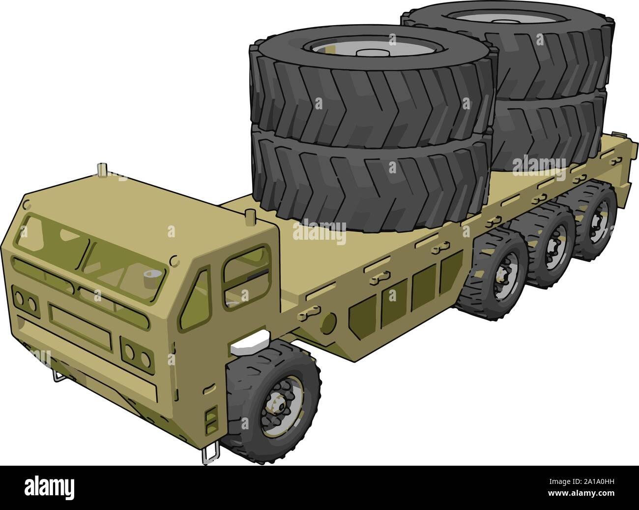 Militär-LKW, Illustration, Vektor auf weißem Hintergrund. Stock Vektor
