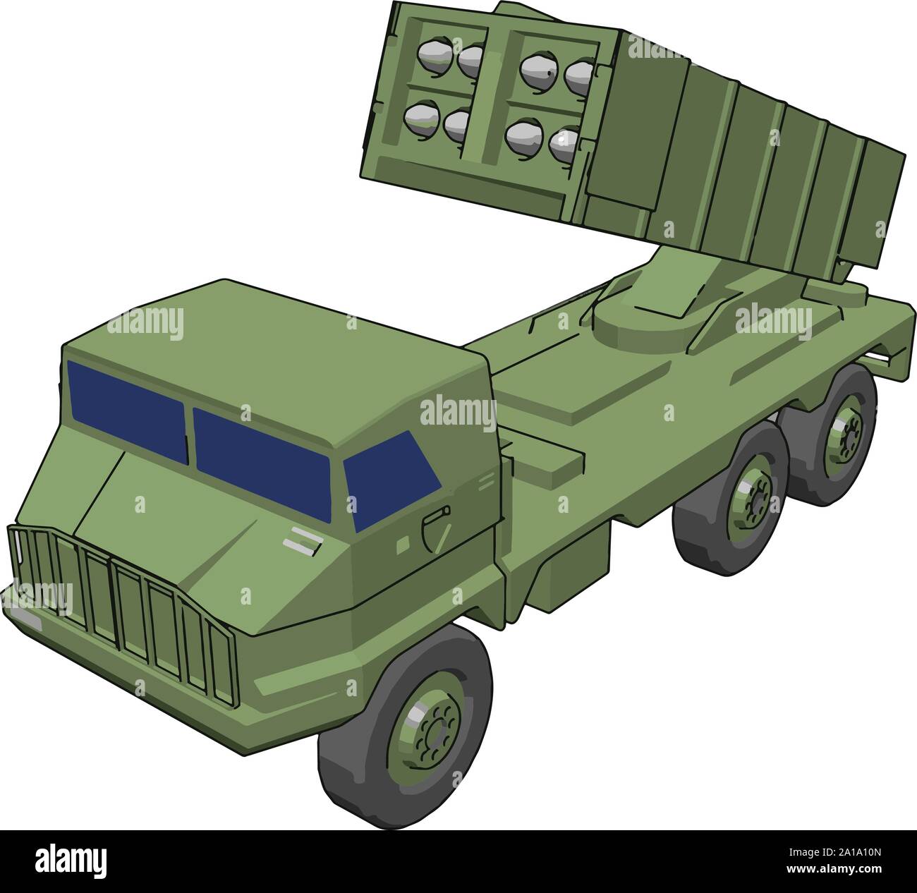 Anti-aircraft Verteidigung, Illustration, Vektor auf weißem Hintergrund. Stock Vektor