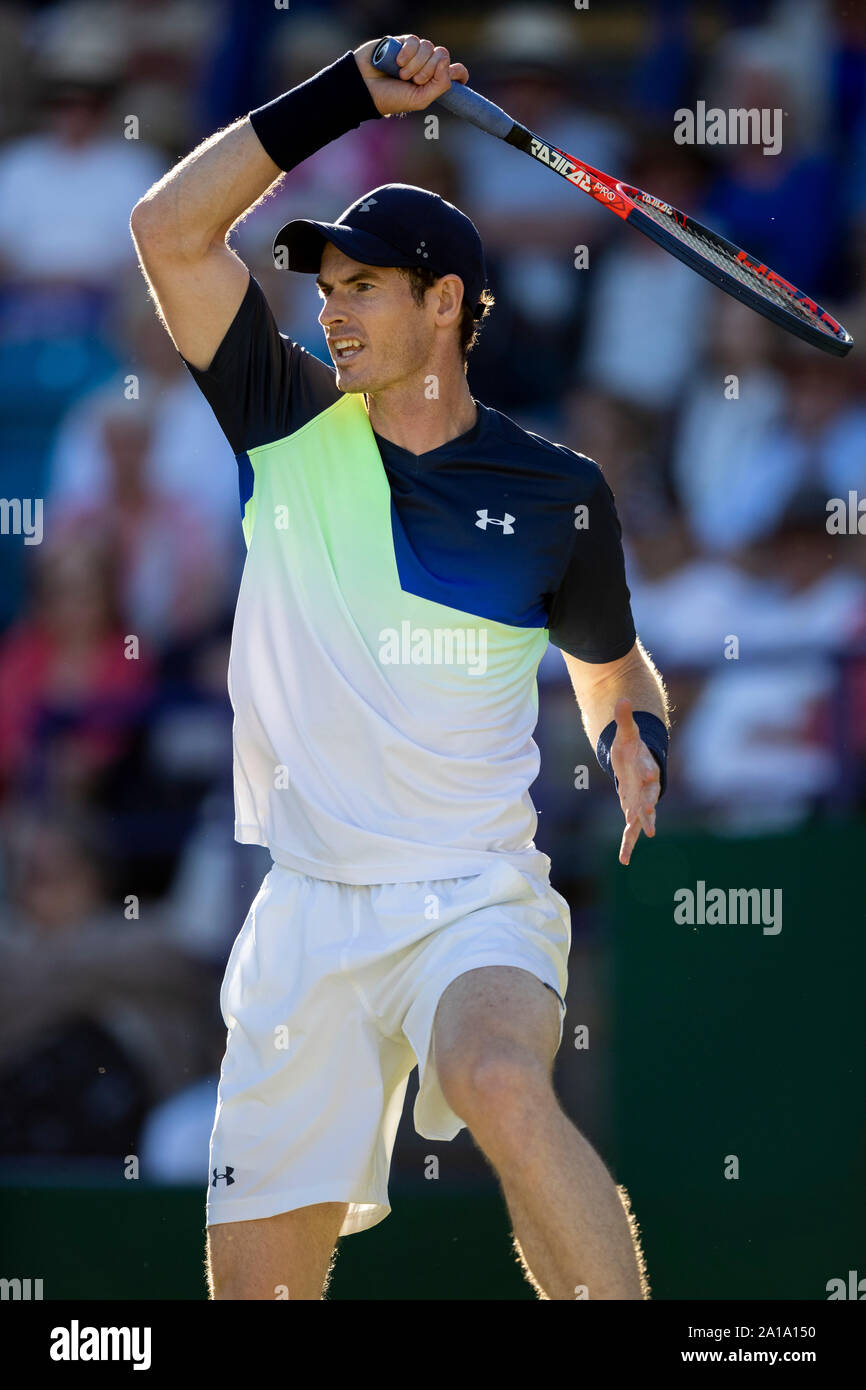 Andy Murray von Großbritannien in Aktion gegen Kyle Edmund von Großbritannien. Natur Tal International 2018 - Mittwoch, 27 Juni, 2018 - Devonshire Stockfoto