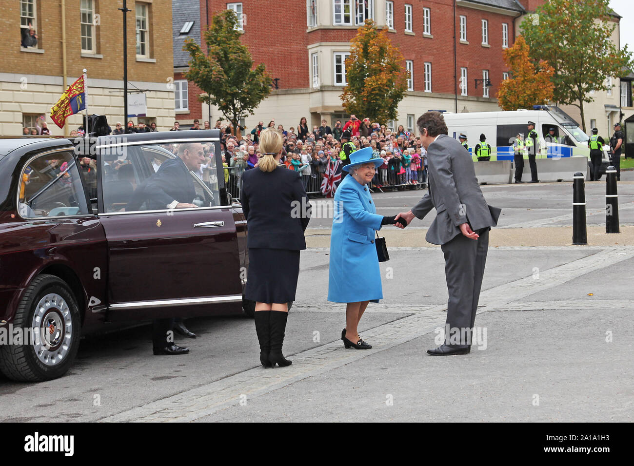 Die Königin an Poundbury Dorchester Dorset 27. Oktober 2016 Stockfoto