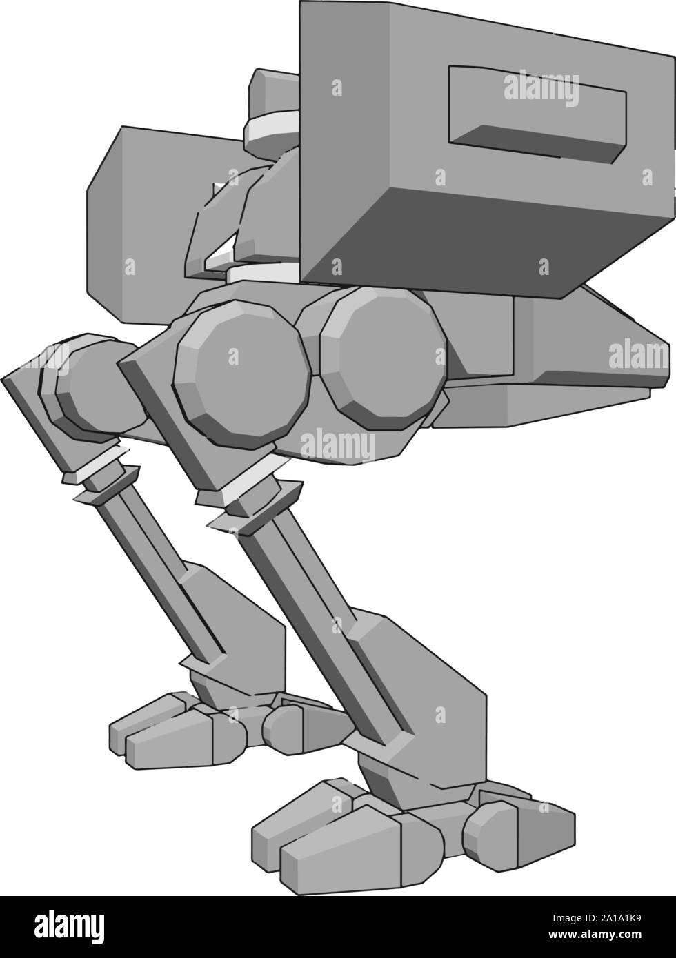 Große silberne Roboter, Illustration, Vektor auf weißem Hintergrund. Stock Vektor