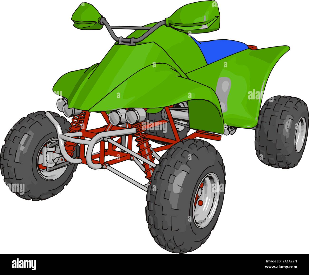 Grün quad bike, Illustration, Vektor auf weißem Hintergrund. Stock Vektor