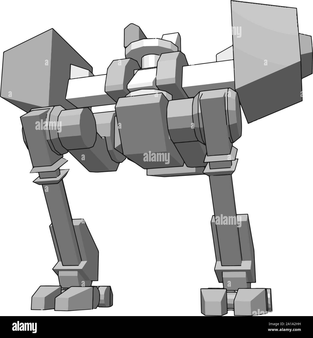 Große silberne Roboter, Illustration, Vektor auf weißem Hintergrund. Stock Vektor