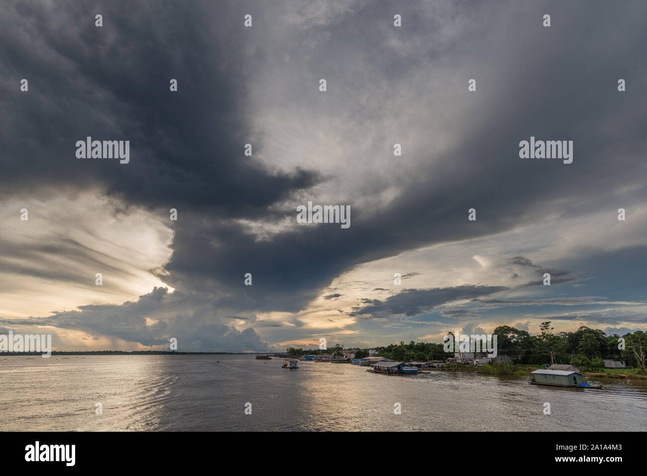 Obersations auf eine zweitägige Bootsfahrt von Manaus Tefé, Rio Solimoes, Amazonas, Amazonas, Brasilien, Lateinamerika Stockfoto