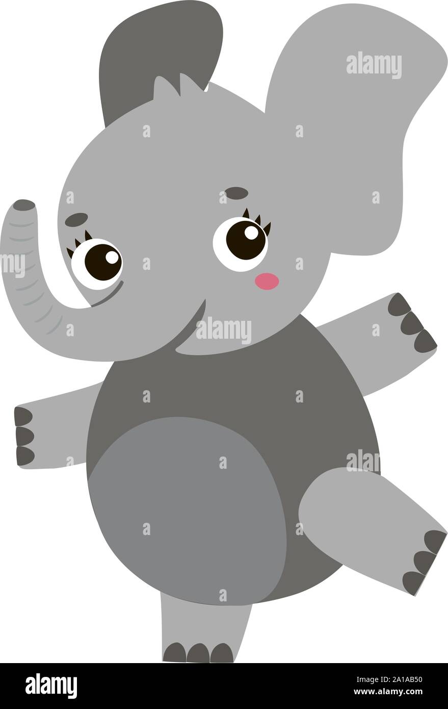 Dancing Elephant, Illustration, Vektor auf weißem Hintergrund. Stock Vektor