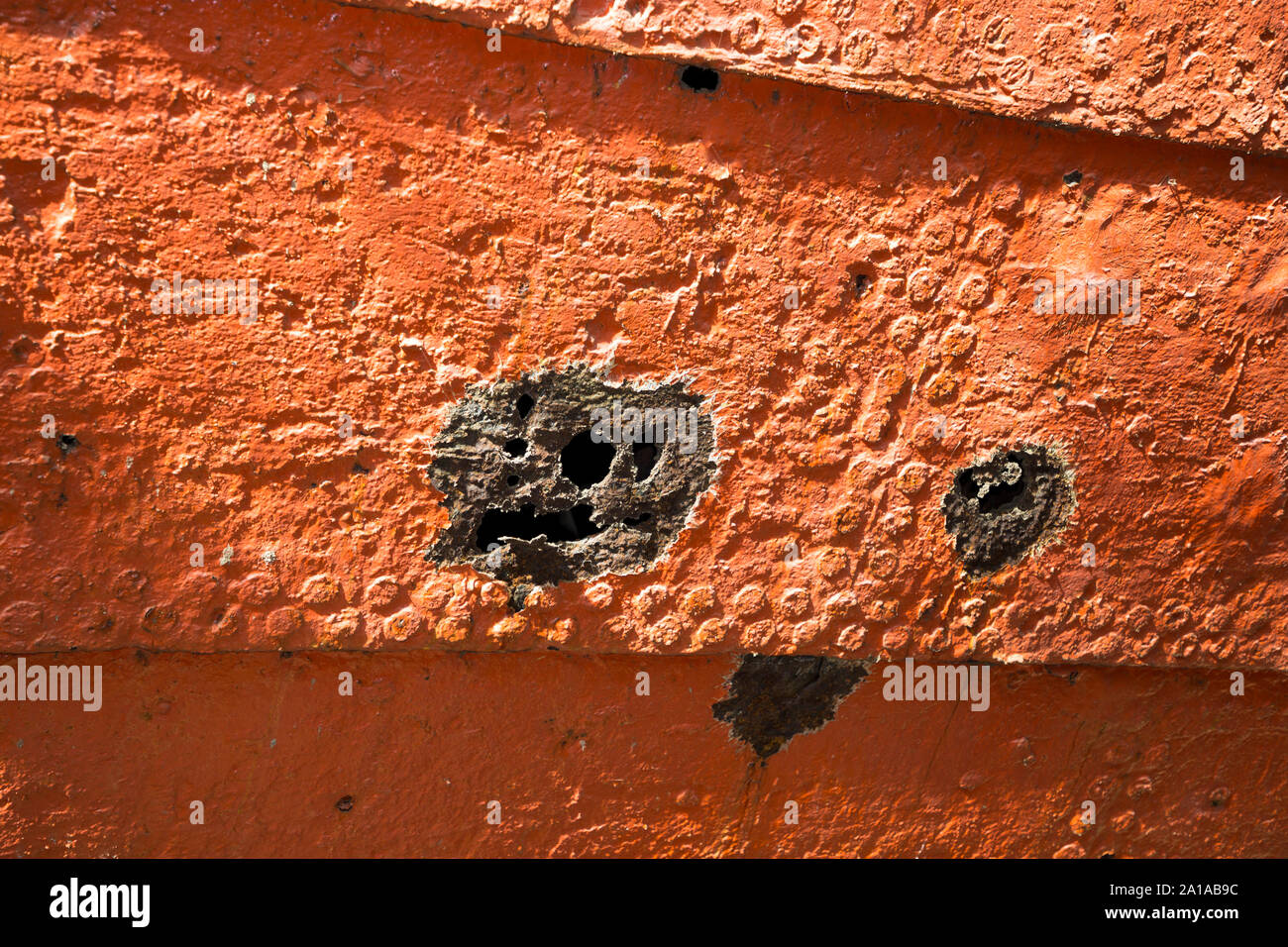 Das Bügeleisen Seite/Seiten der SS Great Britain, Brunel dampfbetriebenen Schiff im Trockendock in Bristol, UK. Aus Stahlblech; Rumpf Fugen zwischen den Platten waren doppelt im Vernietung. Stockfoto