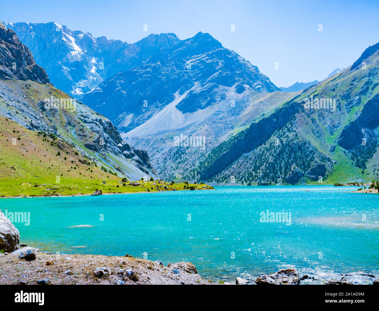 Landschaft mit Kulikalon Seen in Fann Mountains. Tadschikistan, Zentralasien Stockfoto