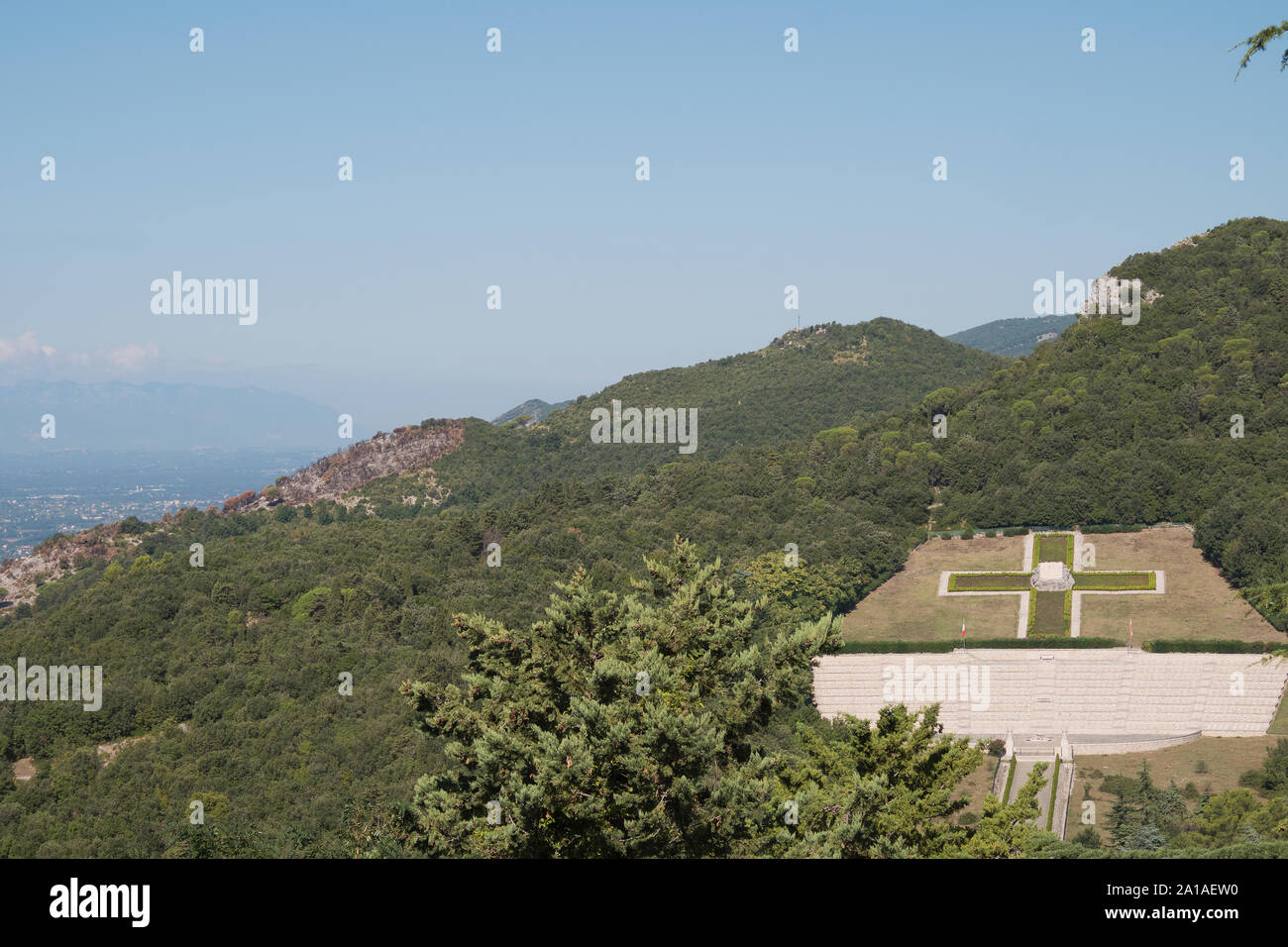 Blick auf den polnischen Friedhof von Monte Cassino, Italien Stockfoto