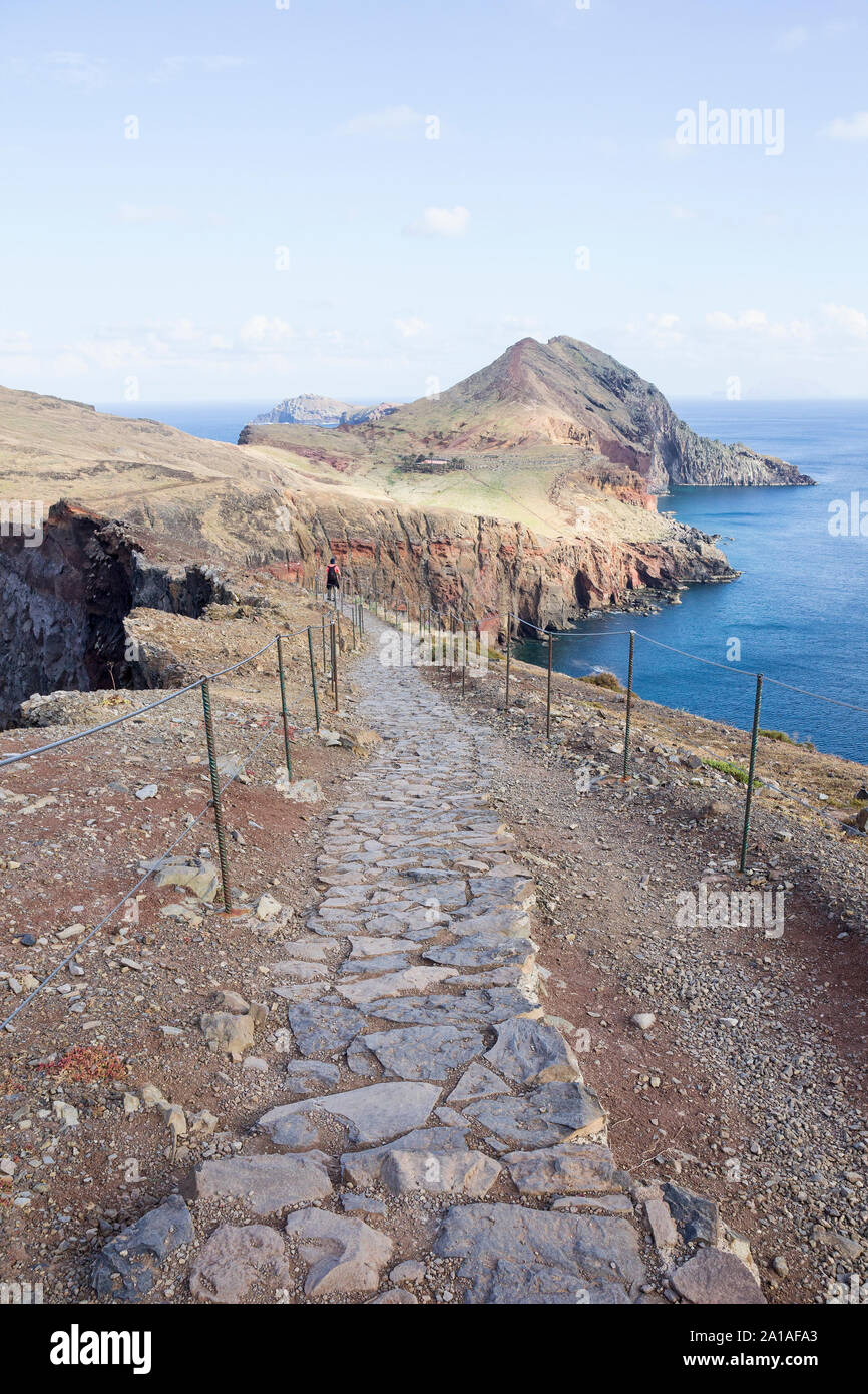 Vulkanische Landschaft am Kap Ponta de São Lourenço, den östlichsten Punkt der Insel Madeira, Portugal. Stockfoto