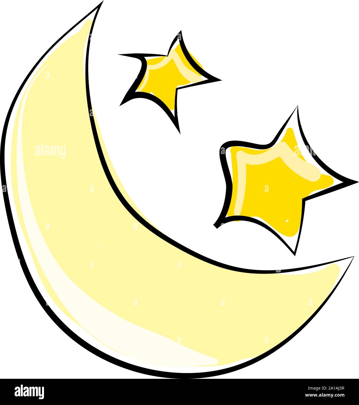 Mond und Sterne, Illustration, Vektor auf weißem Hintergrund. Stock Vektor