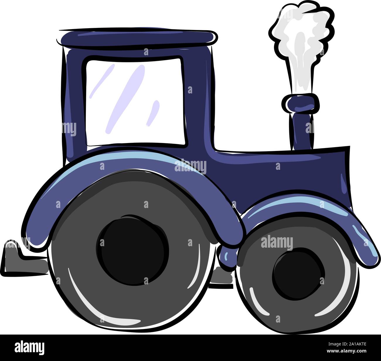 Blaue Traktor, Illustration, Vektor auf weißem Hintergrund. Stock Vektor