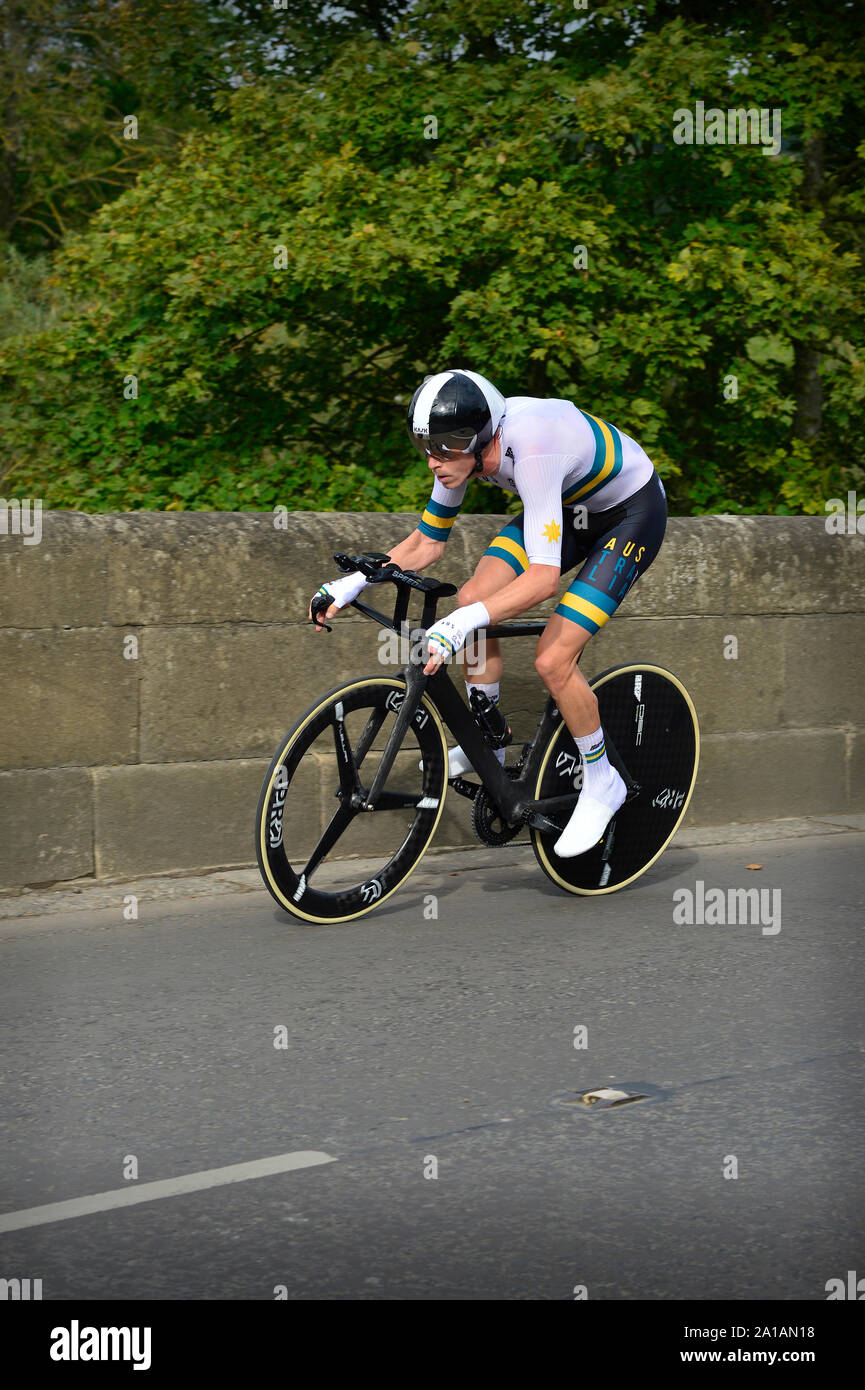 UCI Radsport Straße Meisterschaften mens Elite Einzelzeitfahren Yorkshire Großbritannien Rohan Dennis Stockfoto