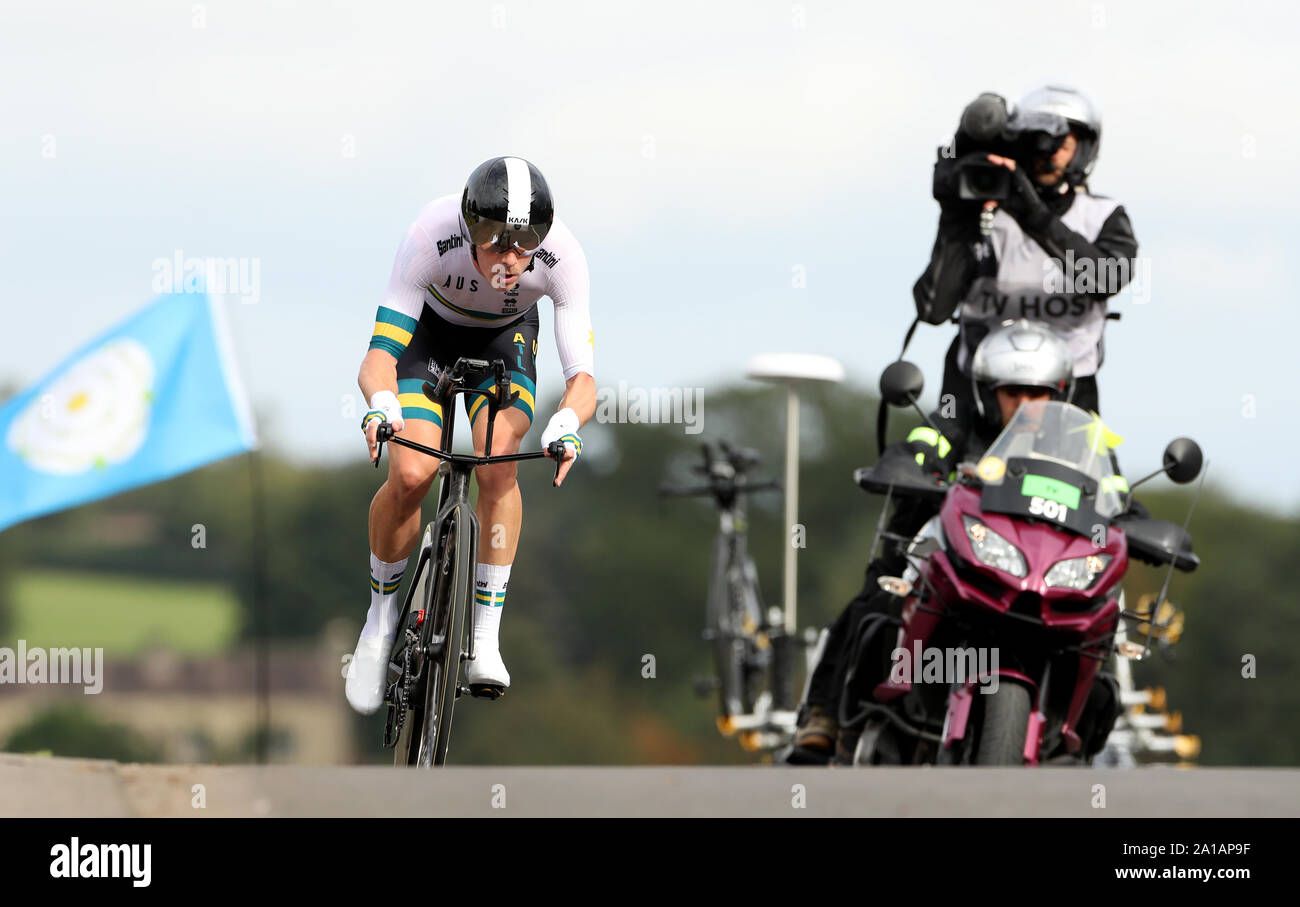 Australiens Rohan Dennis während der Männer Elite Einzelzeitfahren von Northallerton nach Harrogate. Stockfoto