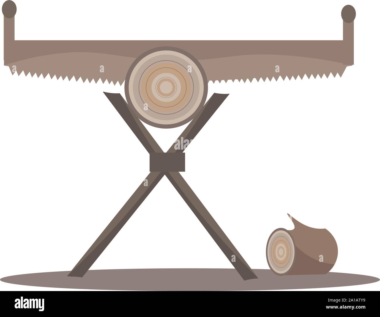 Quersäge, Illustration, Vektor auf weißem Hintergrund. Stock Vektor