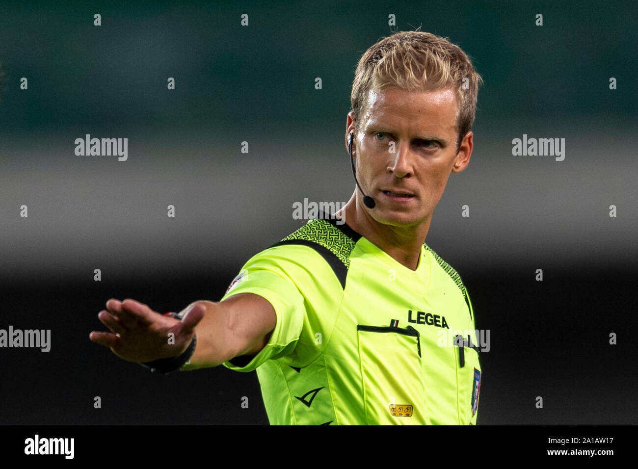 Daniele Chiffi (Schiedsrichter); September 24, 2019 - Fußball: Italienische Meisterschaft 2019 2020; 4 Tag; Übereinstimmung zwischen Hellas Verona 0-0 Udinese an Marcantonio Bentegodi Stadium; Verona, Italien;;;;;;;; (Foto durch aicfoto) (Italien) [0855] Stockfoto