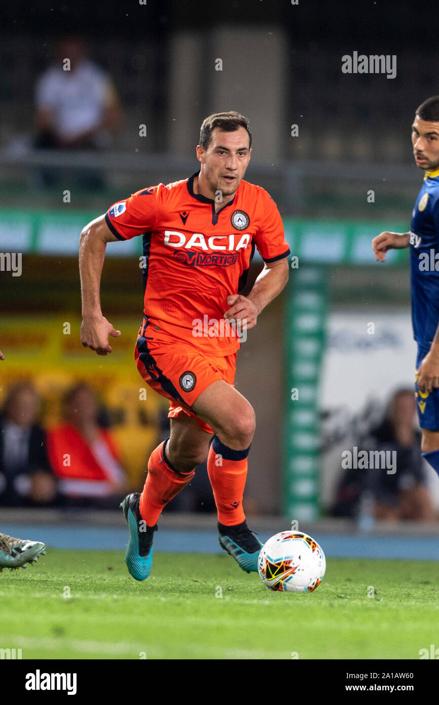 Mato Jajalo (Udinese); 24. September; 2019 - Fußball: Italienische Meisterschaft 2019 2020; 4 Tag; Übereinstimmung zwischen Hellas Verona 0-0 Udinese an Marcantonio Bentegodi Stadium; Verona, Italien;;;;;;;; (Foto durch aicfoto) (Italien) [0855] Stockfoto