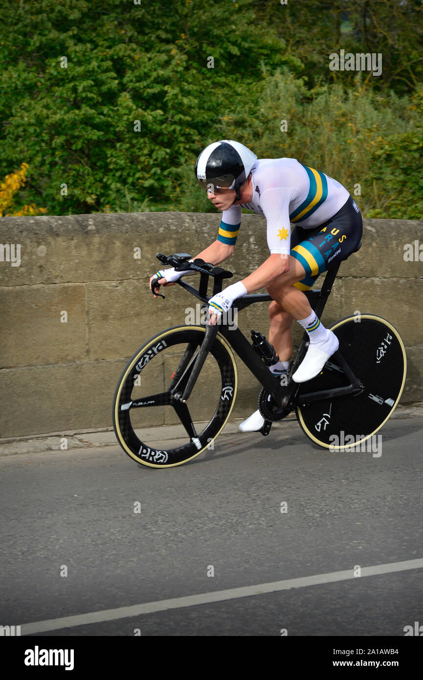 UCI Radsport Straße Meisterschaften mens Elite Einzelzeitfahren Yorkshire Großbritannien Rohan Dennis Stockfoto