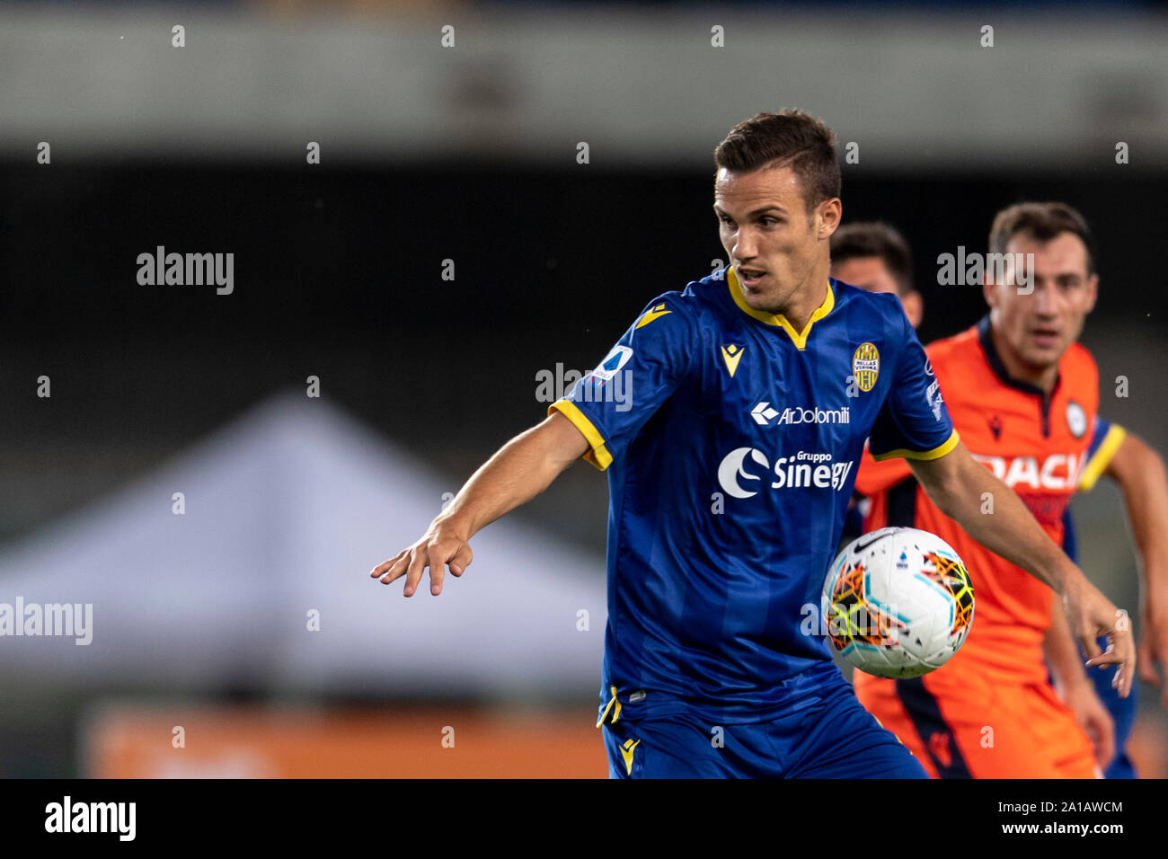 Valerio Verre (Hellas Verona); 24. September; 2019 - Fußball: Italienische Meisterschaft 2019 2020; 4 Tag; Übereinstimmung zwischen Hellas Verona 0-0 Udinese an Marcantonio Bentegodi Stadium; Verona, Italien;;;;;;;; (Foto durch aicfoto) (Italien) [0855] Stockfoto
