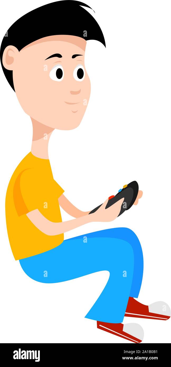 Gamer Boy, Illustration, Vektor auf weißem Hintergrund. Stock Vektor