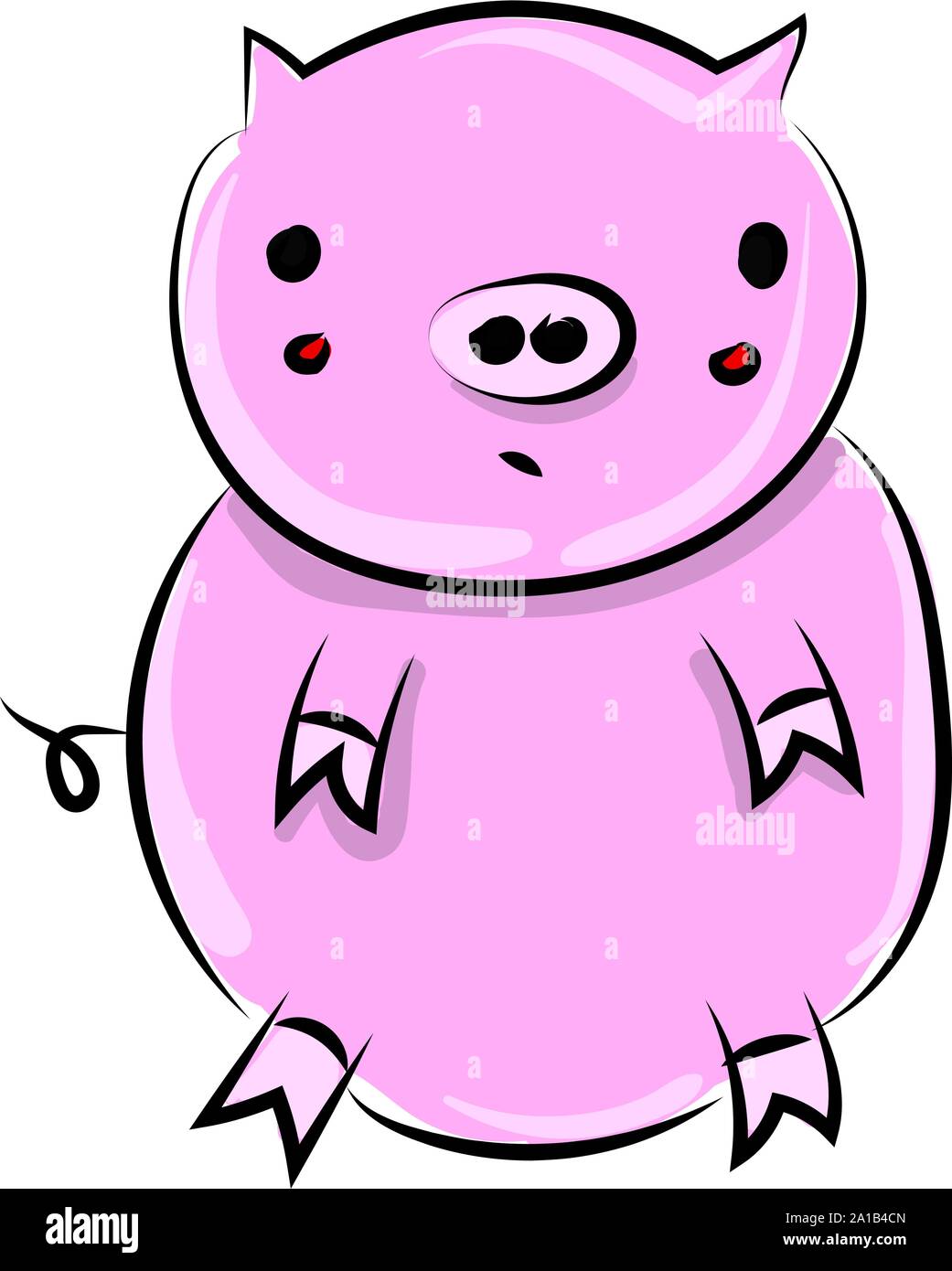 Pink Pig, Illustration, Vektor auf weißem Hintergrund. Stock Vektor