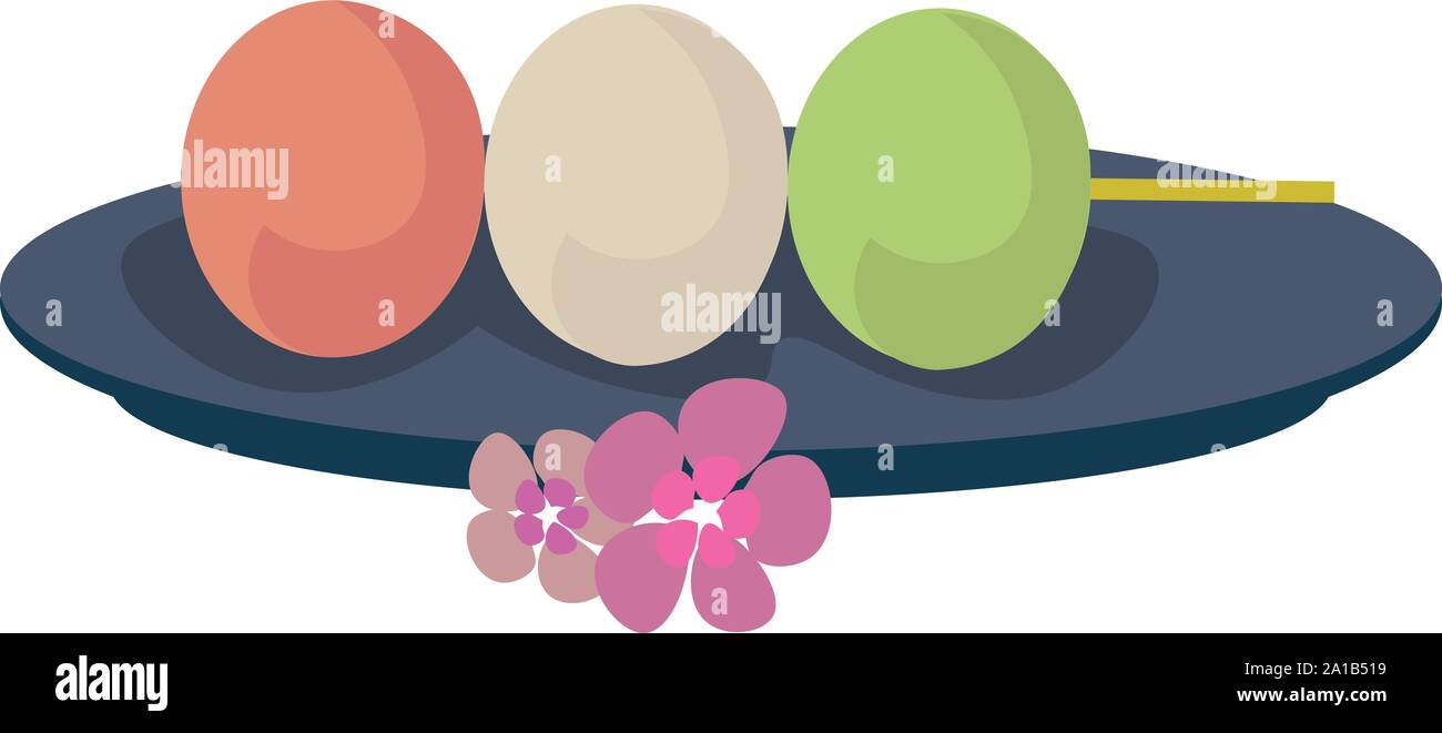 Dango Essen, Illustration, Vektor auf weißem Hintergrund. Stock Vektor