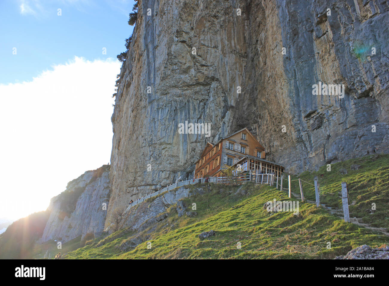 Berggasthaus Aescher Wildkirchli auf der Ebenalp Appenzell Schweiz Stockfoto