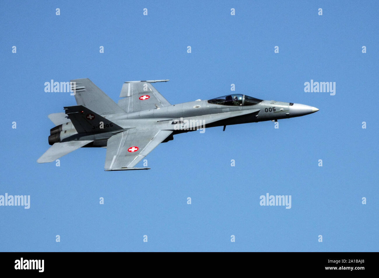 Swiss Air Force McDonnell Douglas-Boeing F/A-18 Hornet-Jagdflugzeug Stockfoto