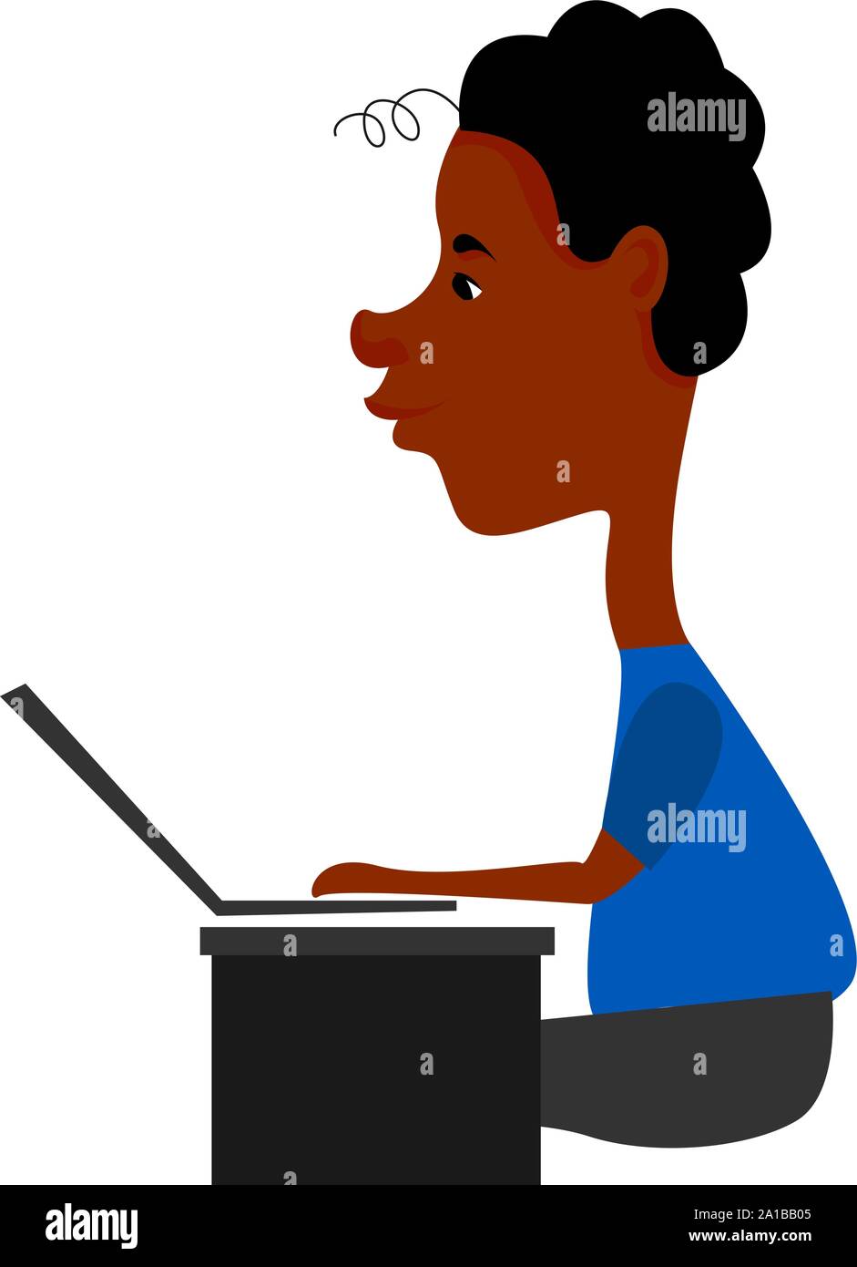 Mann auf Laptop, Illustration, Vektor auf weißem Hintergrund. Stock Vektor