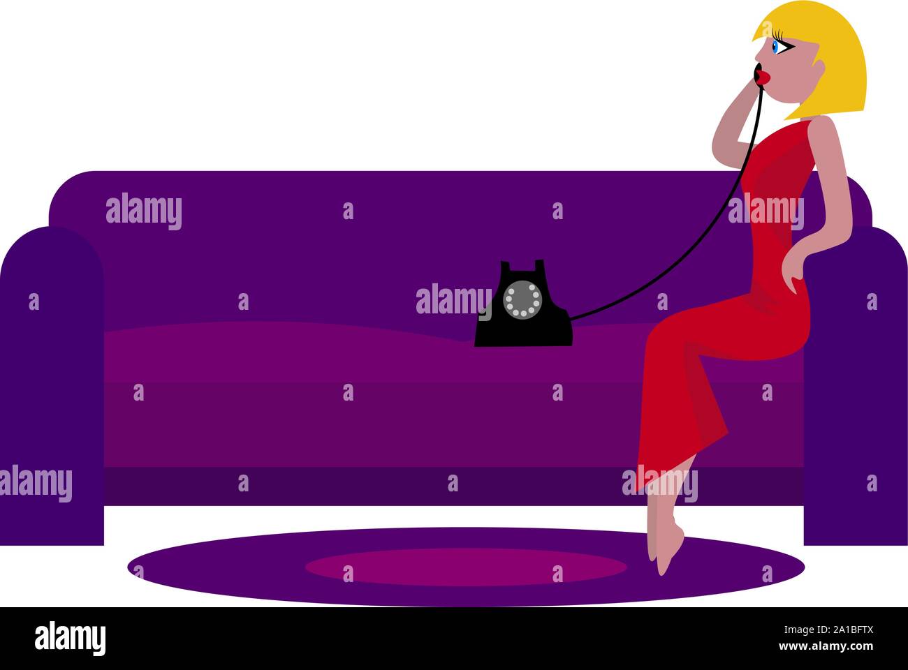 Frau am Telefon, Illustration, Vektor auf weißem Hintergrund. Stock Vektor