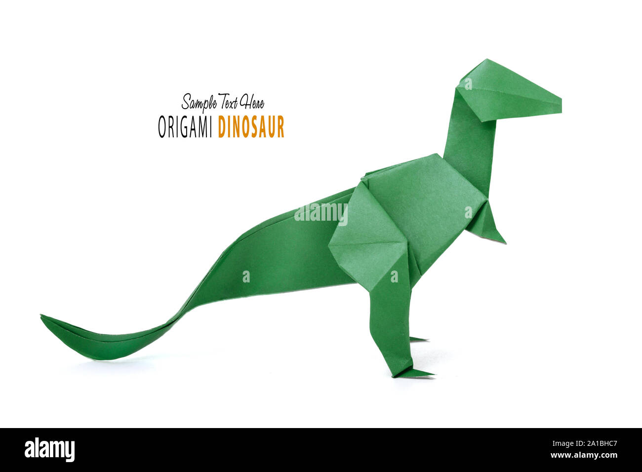 Origami Dinosaurier auf Weiß Stockfoto