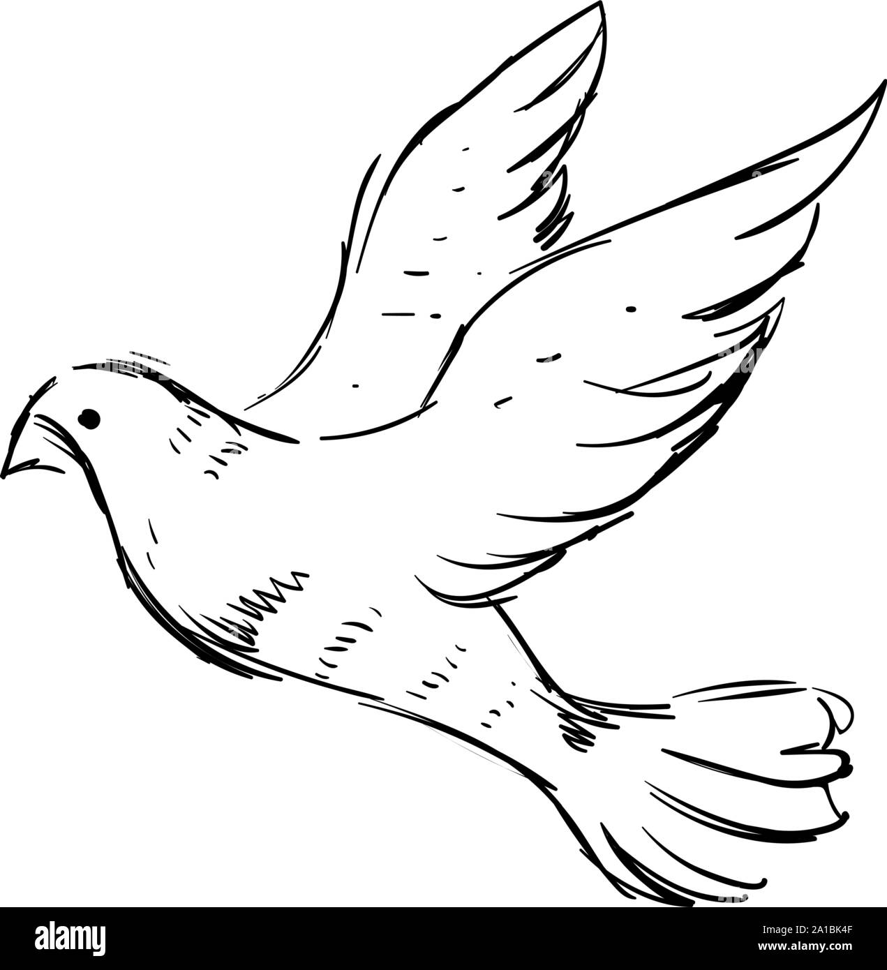 Weiße Taube, Illustration, Vektor auf weißem Hintergrund. Stock Vektor