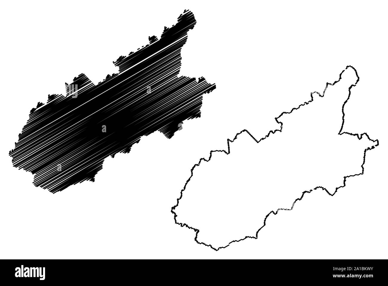 Caazapa Abteilung (Abteilungen von Paraguay, Paraguay) Karte Vektor-illustration, kritzeln Skizze Liechtenstein Karte Stock Vektor