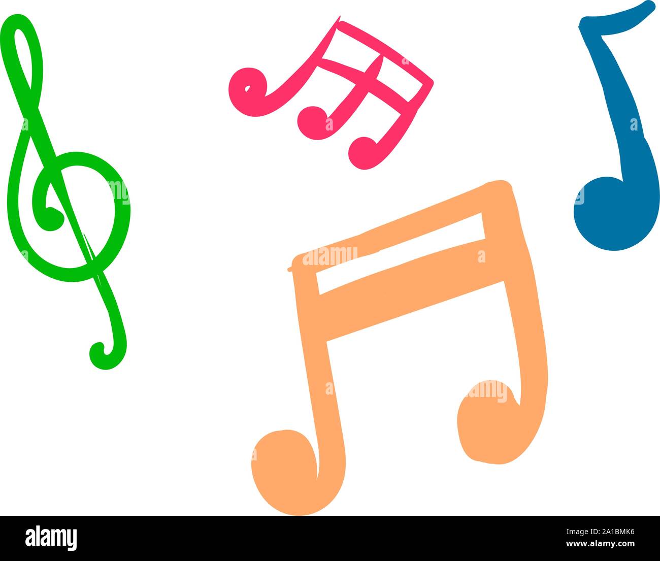 Noten, Illustration, Vektor auf weißem Hintergrund. Stock Vektor