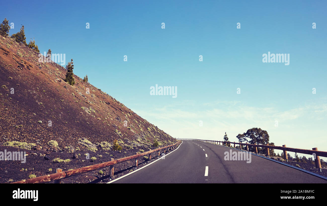 Scenic Mountain Road, Farbe Tonen angewendet, Teneriffa, Spanien. Stockfoto