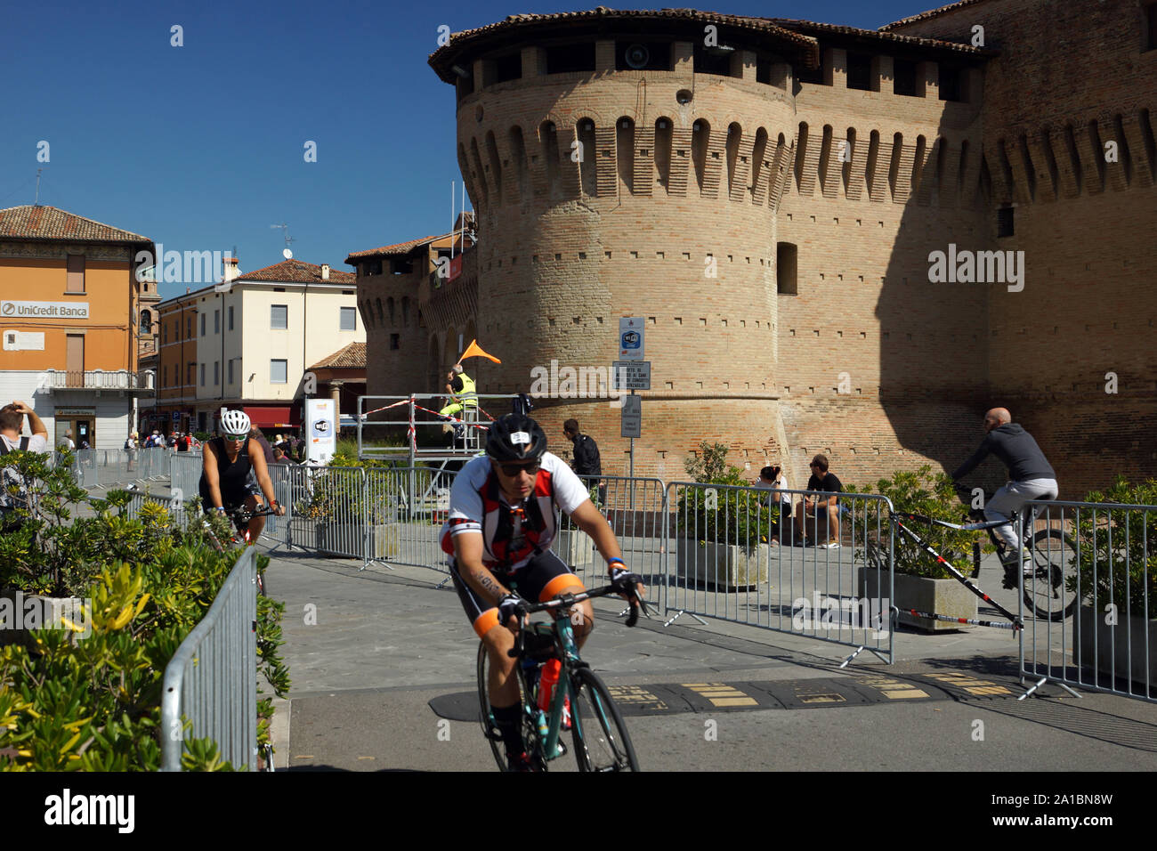 Jährlichen IRONMAN Italien Emilia-Romagna Bike Race in Fratta Terme. Fratta Terme, Emilia-Romagna, Provinz Forlì-Cesena, Italien. 21. Sep. 2019 Stockfoto