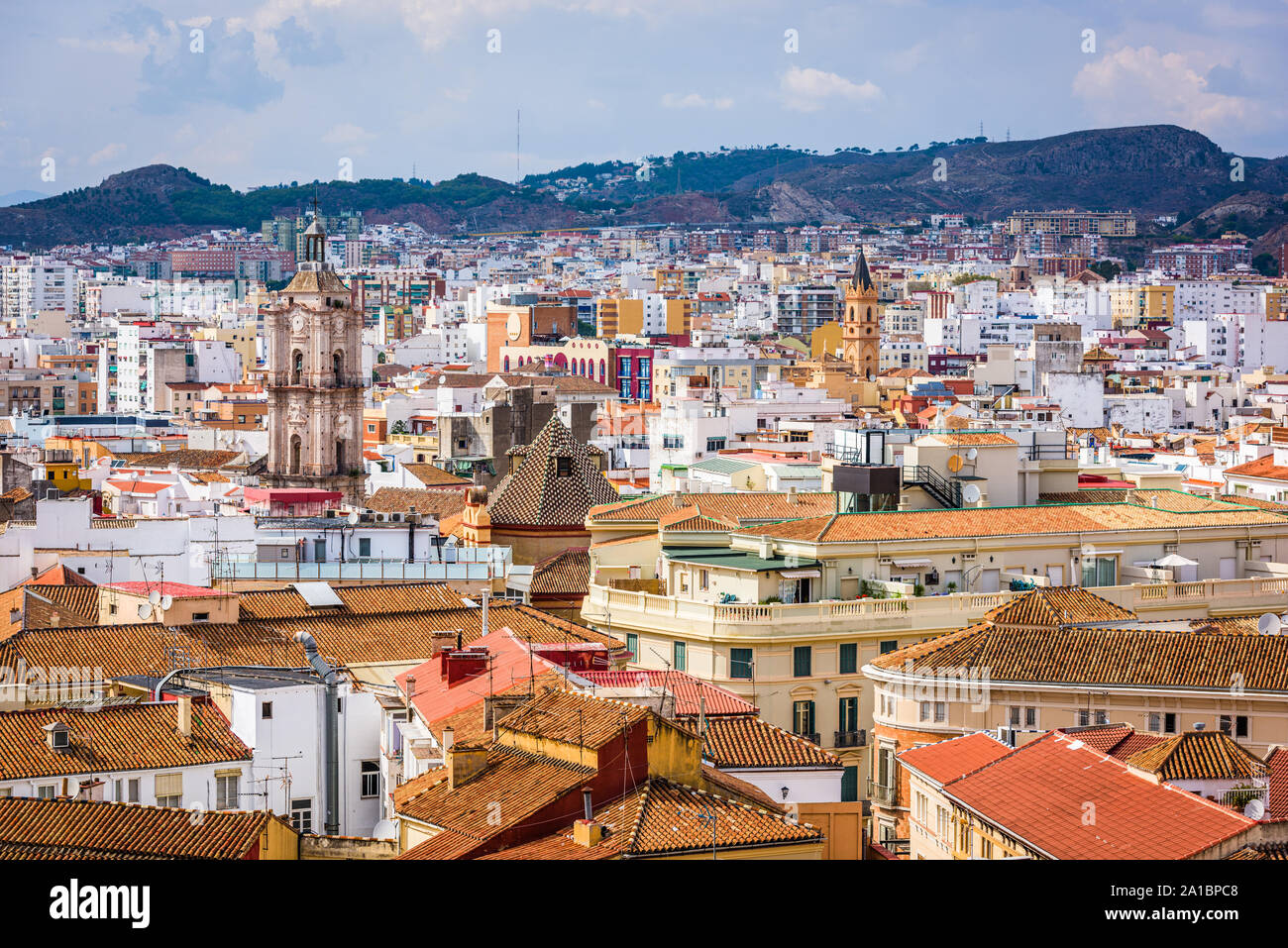 Malaga, Spanien stadtbild von einem Dach. Stockfoto