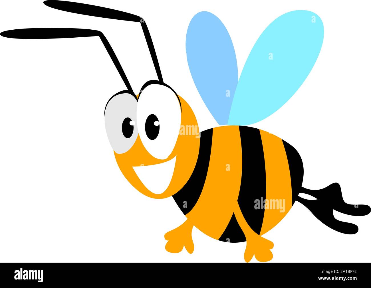 Happy Bee, Illustration, Vektor auf weißem Hintergrund. Stock Vektor