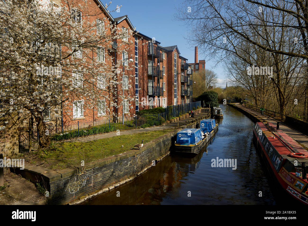 Tameside Apartments, Portland Basin Ashton-under-Lyne, Dukinfield Kreuzung Peak Wald Canal, Ashton Canal, Huddersfield schmalen Kanal Stockfoto