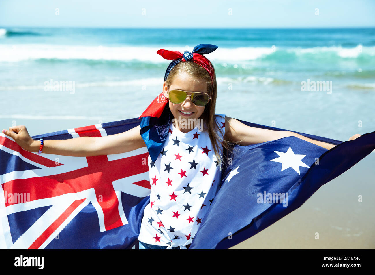 Adelaide, Auckland, Australien, Australien Tag, australischen, Australische Flagge, Geburtstag, Canberra, Feier, Kind, Kinder, Bürger, Staatsbürgerschaft, consti Stockfoto