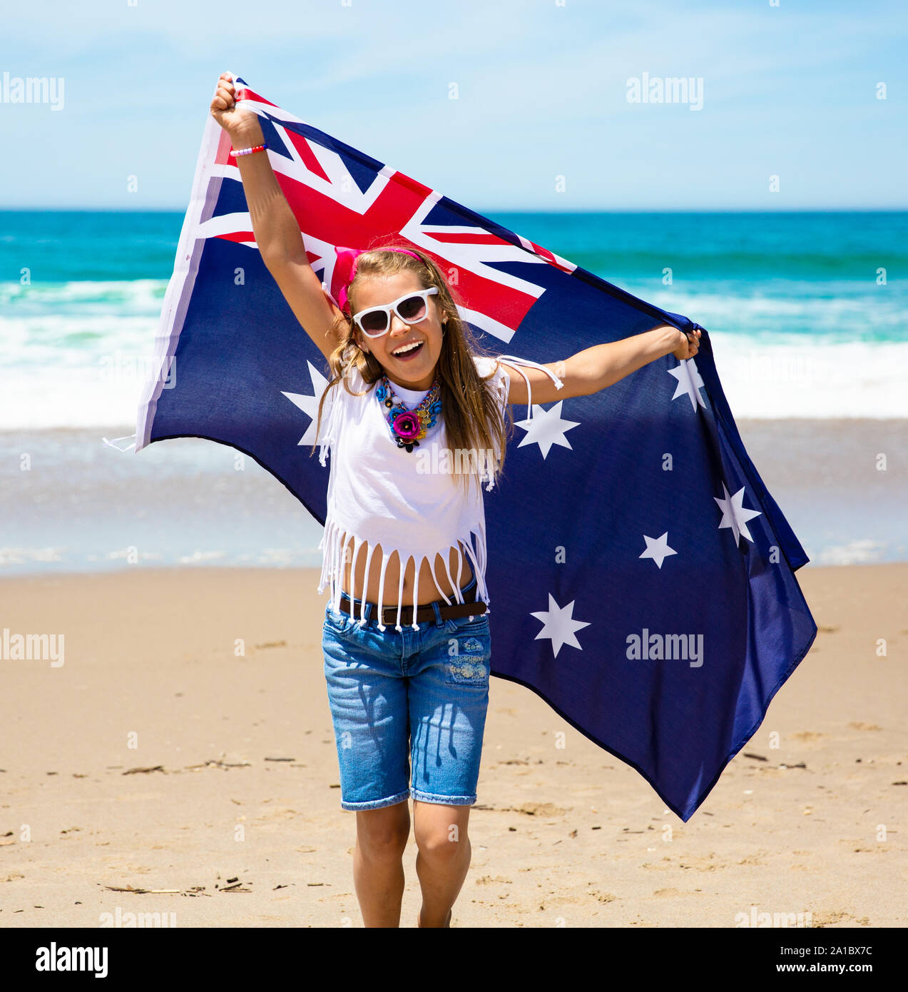Adelaide, Auckland, Australien, Australien Tag, australischen, Australische Flagge, Geburtstag, Canberra, Feier, Kind, Kinder, Bürger, Staatsbürgerschaft, consti Stockfoto