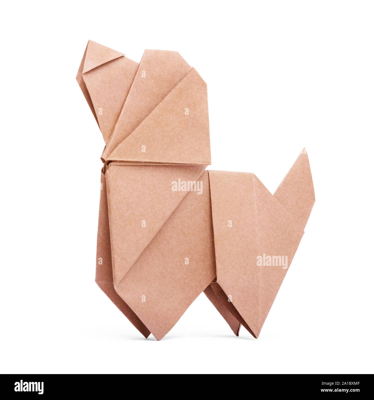 Origami Hund auf weißem Hintergrund Stockfoto
