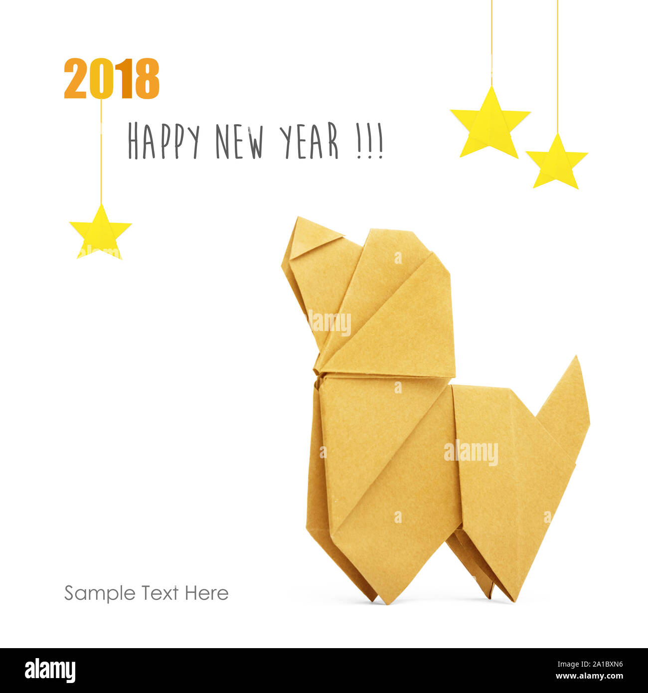 Origami Hund auf weißem Hintergrund Stockfoto