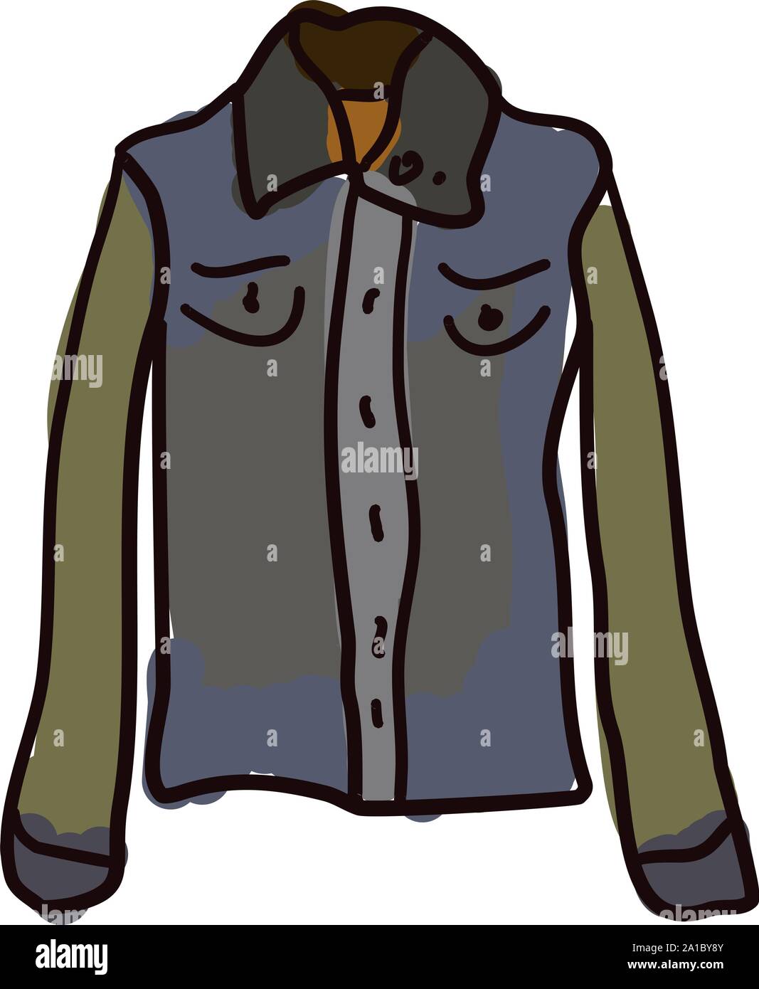 Jean Jacket, Illustration, Vektor auf weißem Hintergrund. Stock Vektor