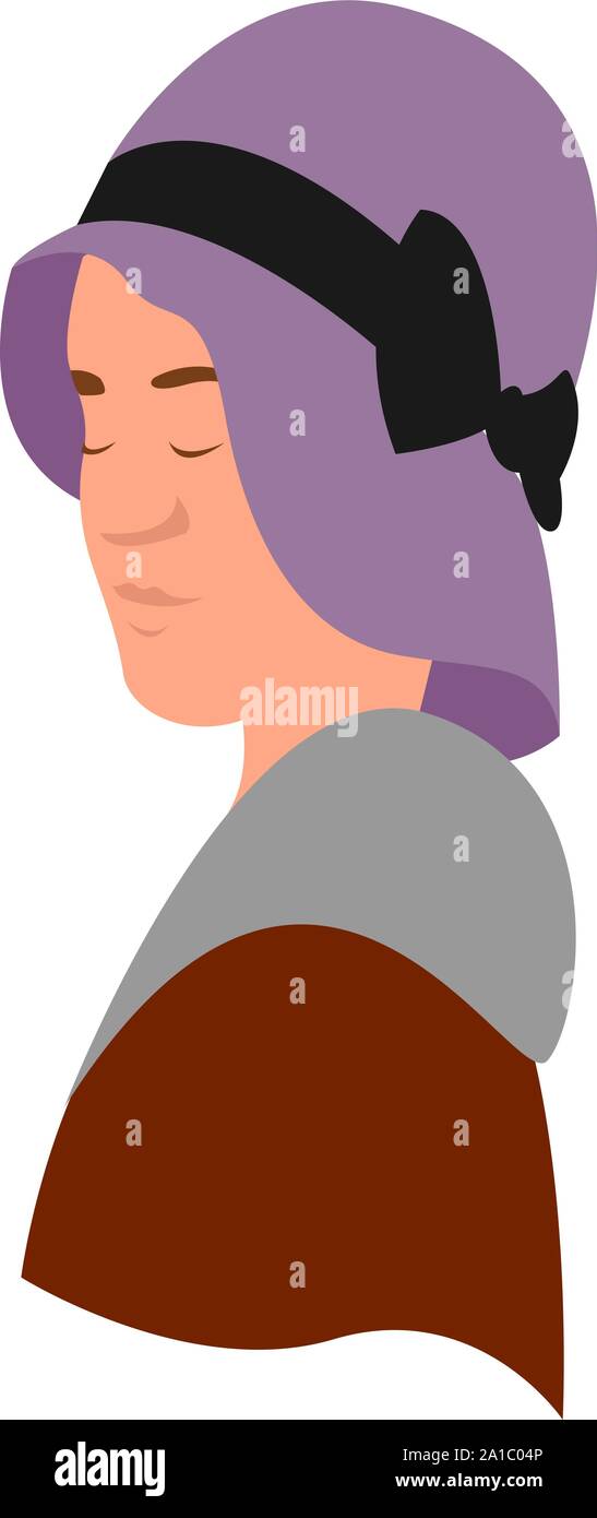 Frau mit Hut, Illustration, Vektor auf weißem Hintergrund. Stock Vektor